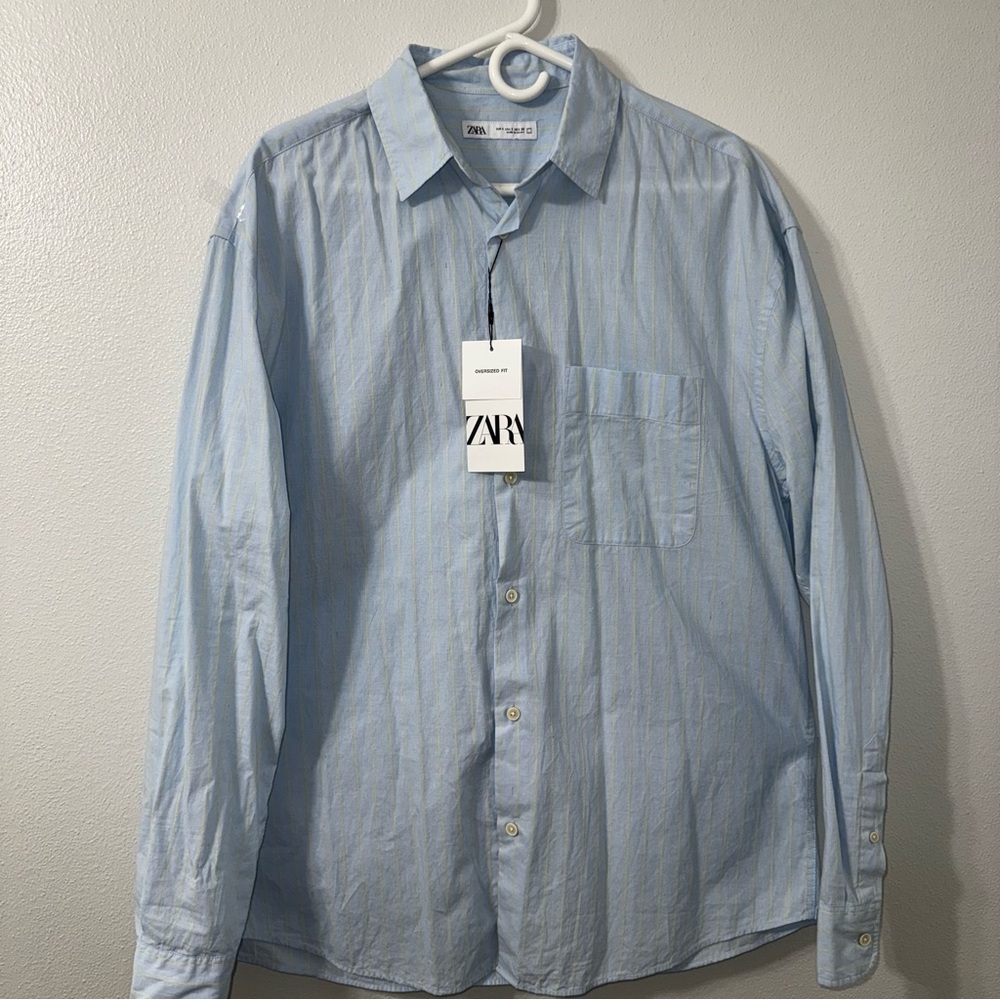 Zara Men's Light Blue Shirt